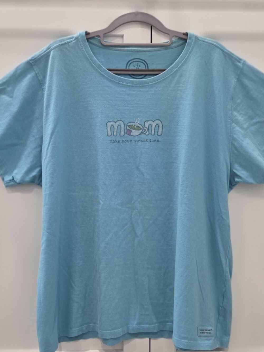 Life is Good Tea with Mom Blue Short Sleeve Crusher T-Shirt Plus size XXL